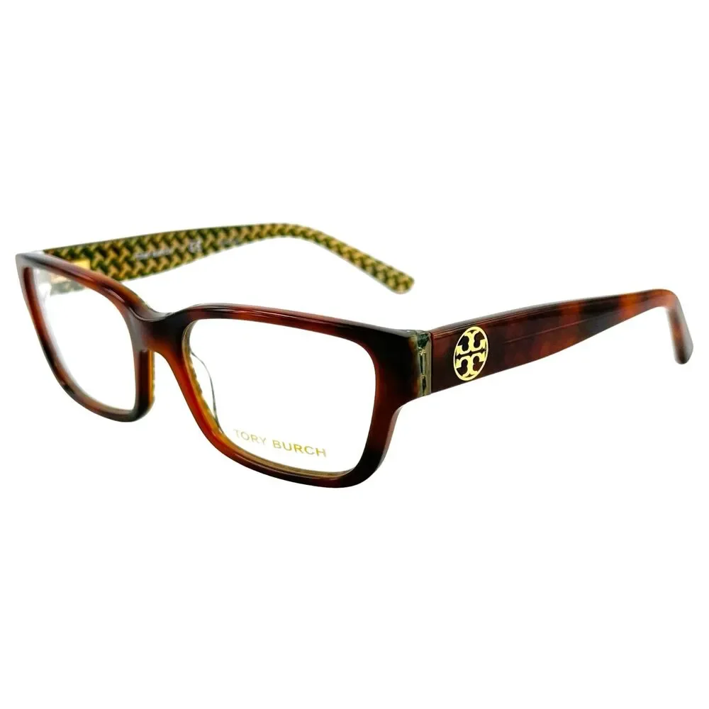 Tory Burch TY2074 Womens Plastic Eyeglass Frame 1654 Tortoise Green ZigZag 53-17